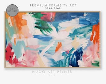 Samsung FRAME TV Matisse-stijl schilderij | Modern woondecoratie, kleurrijk abstract schilderij muurkunst | Samsung Frame TV Art
