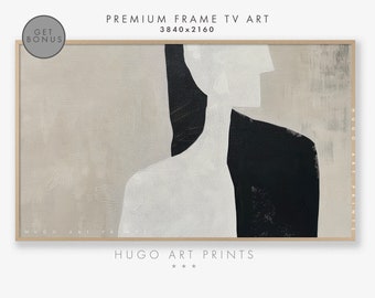 Minimalist Abstract Painting for Samsung Frame Tv, Minimalist Art, Modern decor, Black and White portrait painting digital download TV197