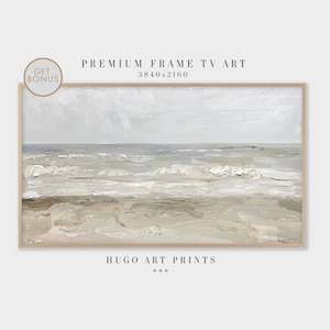 Samsung Frame TV Art, Summer Coastal Minimalist Painting, Neutral Seascape, Beach Art For Frame TV, Vintage Coastal, Sea Frame TV Art, TV049