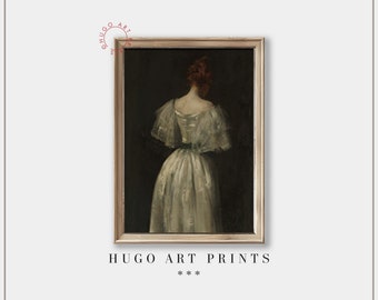 Moody Portrait Woman Painting | Vintage Dark Academia | Antique Bedroom Wall Art Digital Downloadable Printable | Victorian House Decor P79