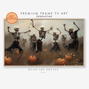 フレーム TV アート ハロウィーン、不気味なハロウィーン Samsung フレーム TV アート、スケルトン ダンス パーティー、農家の素朴な装飾、デジタル ダウンロード TV332