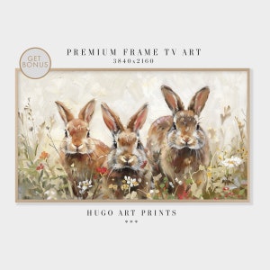 Easter Bunny Rabbit TV Art, Spring Bunny Samsung Frame TV Art, Spring Decor, Vintage Farmhouse TV, Nursery Art, Digital Download | TV007