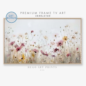 Samsung Frame TV Art, Spring Wildflower Field, Country Flowers Art, Warm Tone Wildflowers Art, Digital Download Frame TV Art | TV133