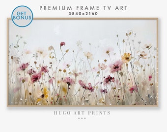 Samsung Frame TV Art, Campo de flores silvestres de primavera, Arte de flores campestres, Arte de flores silvestres de tono cálido, Descarga digital Frame TV Art / TV133