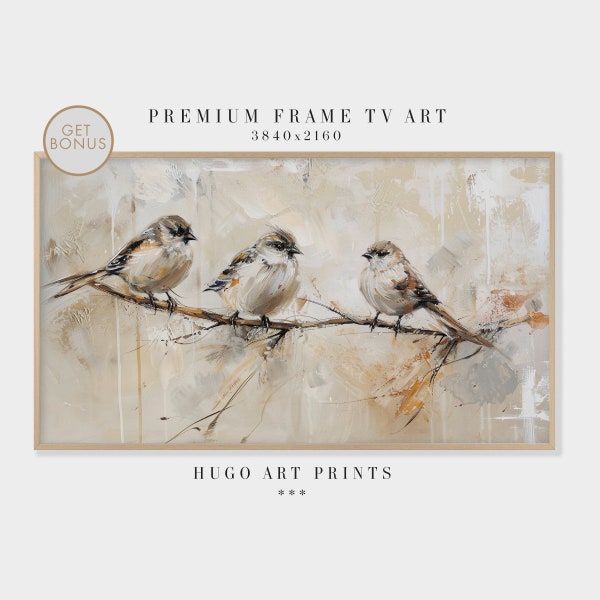 Samsung Frame TV Art, Bird Oil Painting, Coastal Art | House Decor, Farmhouse, Cottage, Country Painting, Digital Download, Boho | TV024