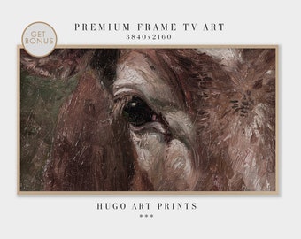 Samsung Frame TV Art, Horse Oil Painting, Vintage Landscape Art Print, Rustic Boho Decor, Country Field Wall Art Digital Download | TV042