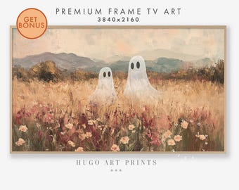 Samsung FRAME TV Halloween Vintage landscape, Ghost painting, Fall colors tv art, Frame tv art, Autumn spooky decor digital download | TV357
