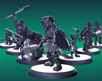 Customizable Character Miniature for D&D Wargames or Other Tabletop Role-playing Games - Choose Your Own Race, Armor, and Weapons - 3D Print