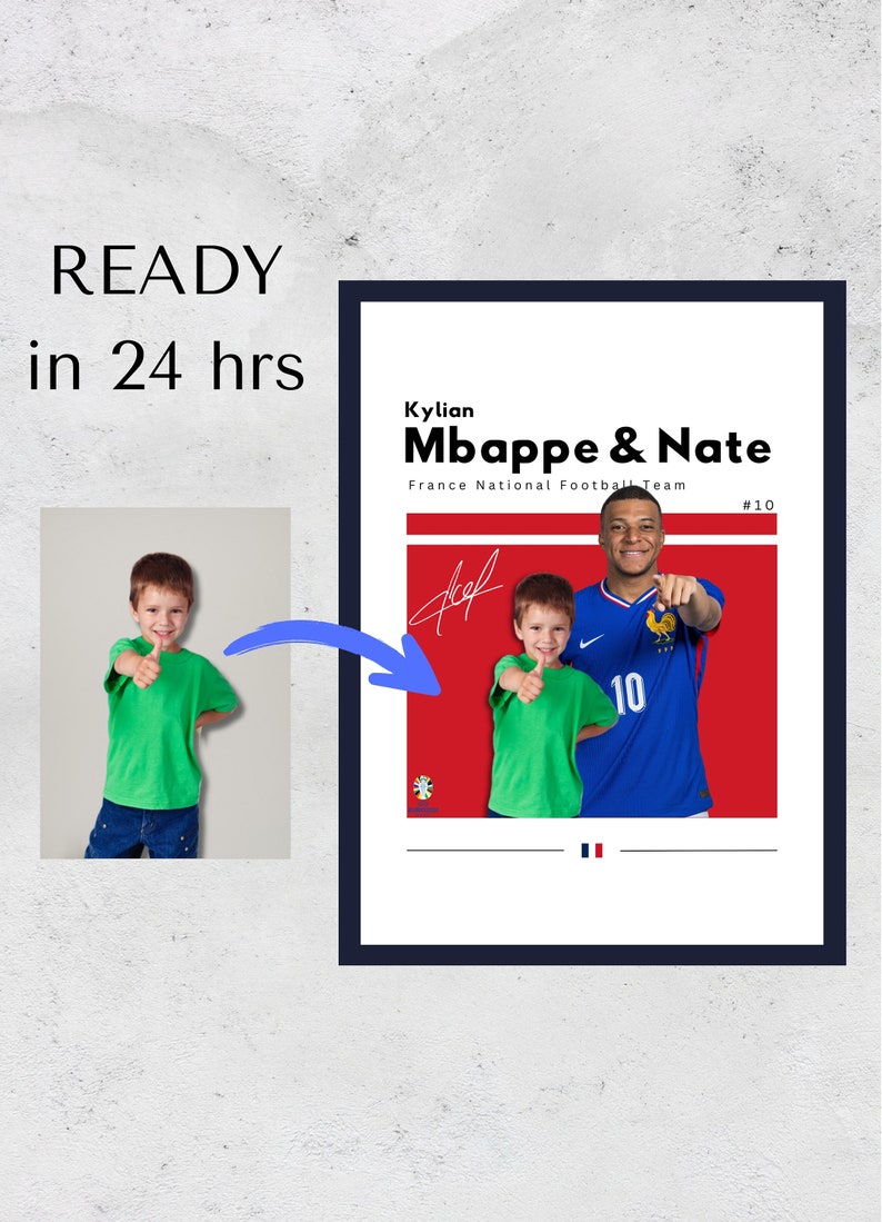 Personalized Kylian Mbappe Poster, Custom Printable Mbappe, Soccer ...