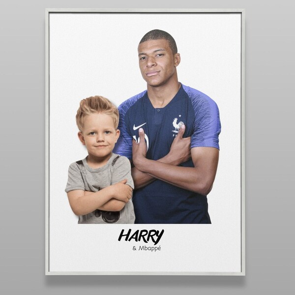 Kylian Mbappé Poster, personalisiertes Geschenk, digitales Blatt Bild, personalisiertes Geschenk zum Geburtstag