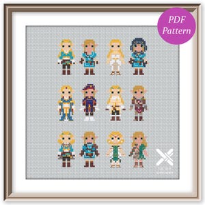 Tiny Cross Stitch Patterns - BotW TotK Link/Zelda set