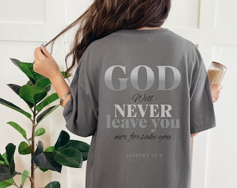 Christian Pump Cover Shirts, Oversized Tshirt, God Will Never Leave You, Religious Shirt,Bible Verse Shirt,Christian Streetwear,Jesus Gifts