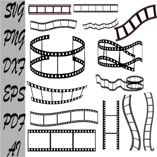 Movie Svg Bundle, Png, Jpg, Ai, Commercial Use, Film Svg, Camera Svg, Movie Night Svg, Film Strip Svg, Film silhouette,Cricut Cut File,F1