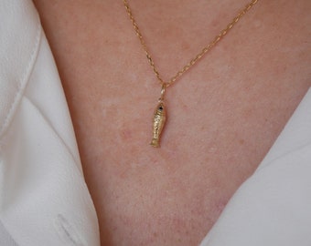Solid 14k Fish Charm