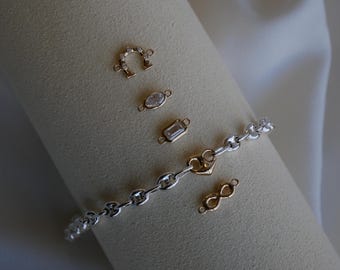 Pulsera marinera abullonada, metal mixto, dije personalizado, dije de oro macizo, plata esterlina, joyería de 14k