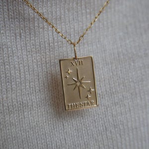 Solide 14k Gold Star Tarot-Karten-Halskette