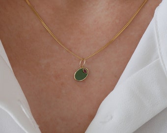 Solid 14k Gold Olive Charm