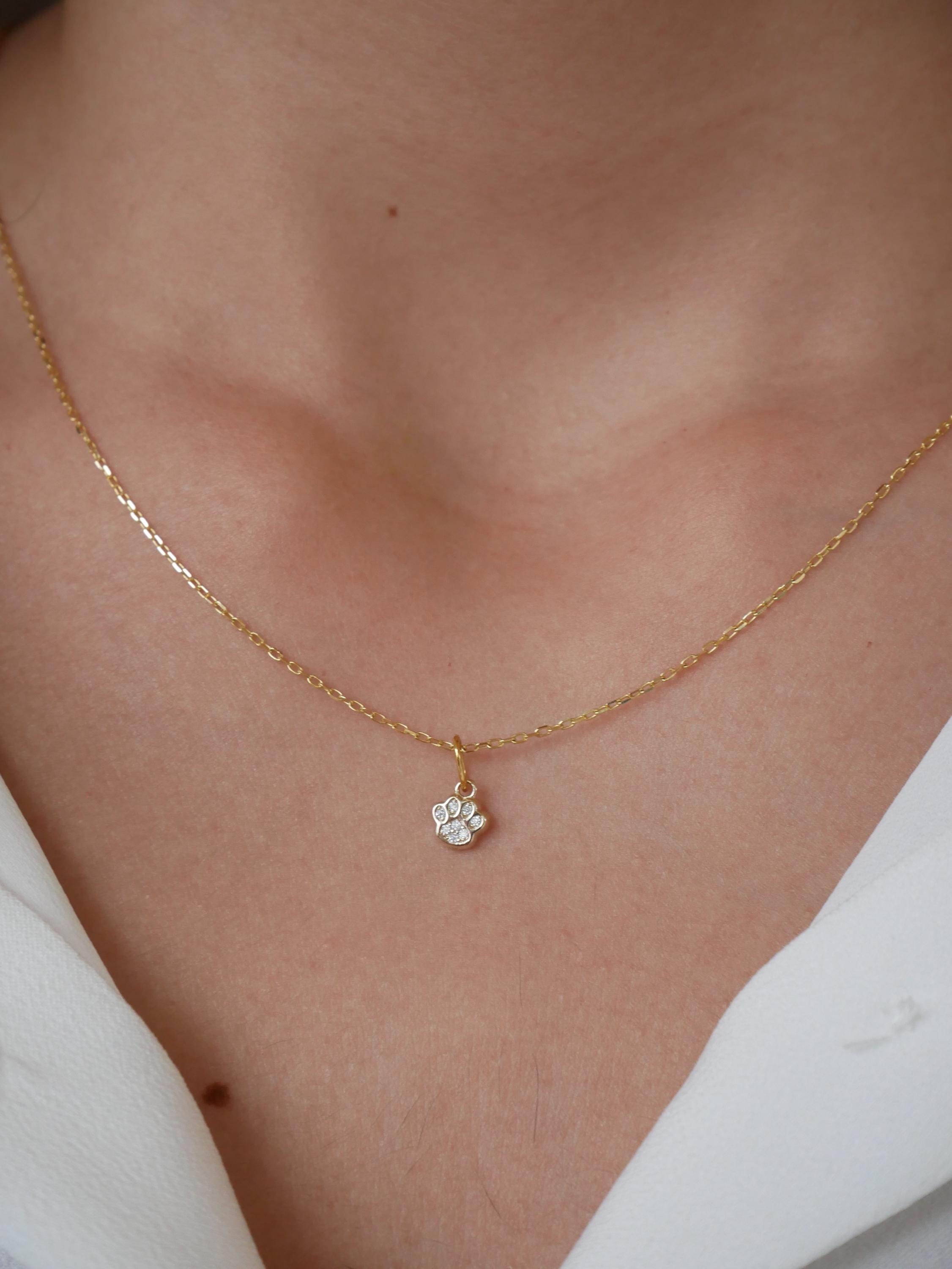 Solid 14k Gold Paw Print Charm