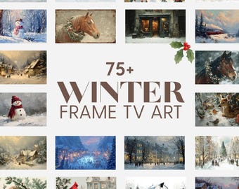 75+ Vintage Winter Frame TV Art, Holiday Decor (Digital Download)