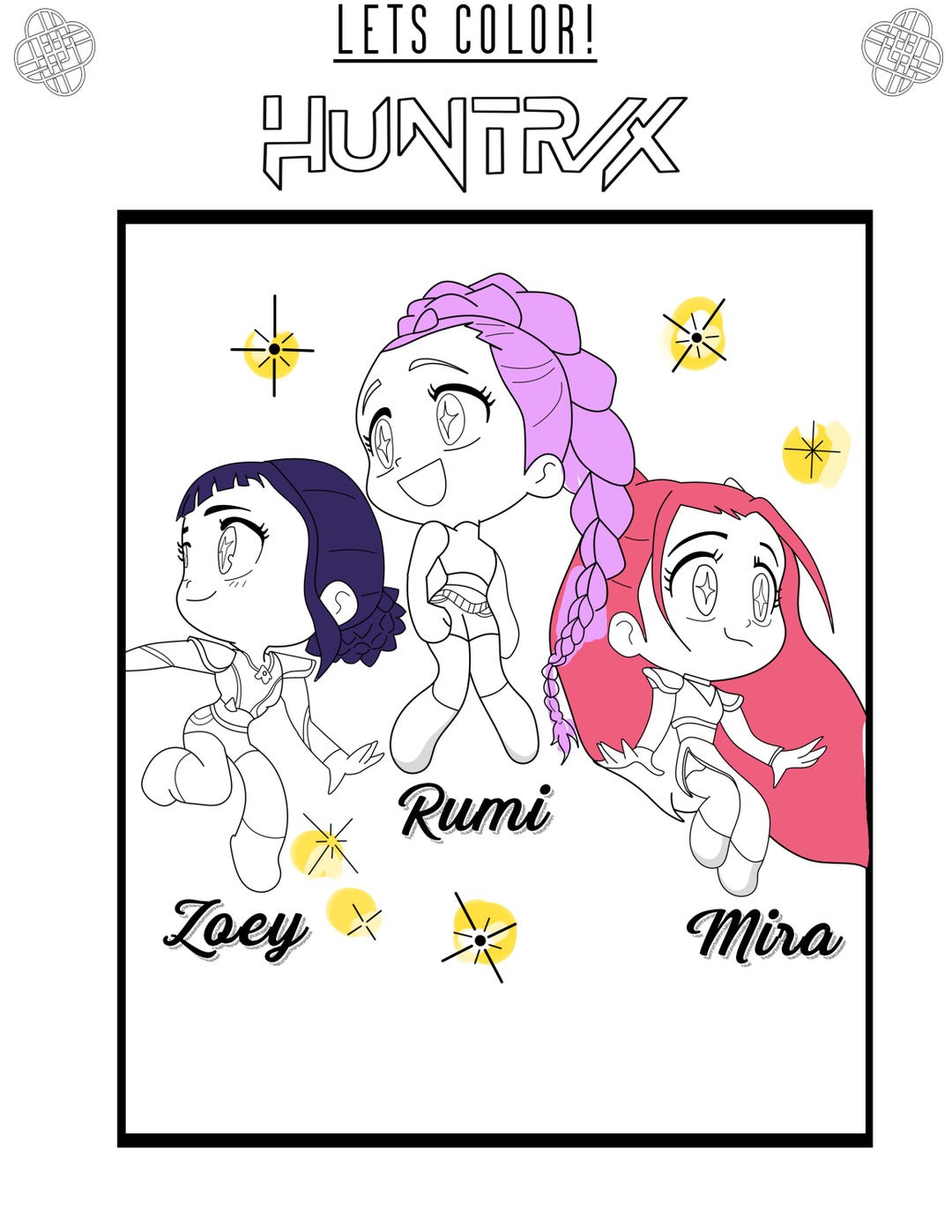 K-pop Demon Hunter Color Worksheets Part One - Etsy UK