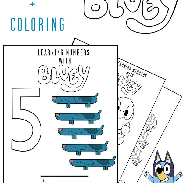 Bluey Children Learning Number & Coloring Worksheets