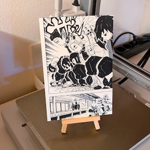 Pannello manga 3D Demon Slayer / Scena dell'arco di Hashira / Arte murale anime fatta a mano, cavalletto in legno incluso, 14 x 20 cm