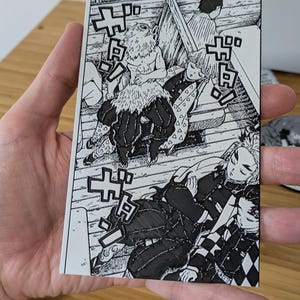 Demon Slayer Magnet 9 x 14 cm Manga Panel mit Tanjiro Zenitsu Inosuke und Tengen | 3D Gedrucktes Geschenk für Otaku und Kühlschrank Dekor
