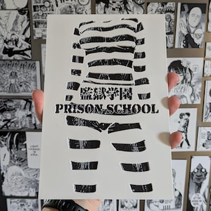 Pannello artistico della scuola carceraria - Silhouette di un prigioniero in uniforme 15 x 22 cm, decorazione murale manga stampata in 3D