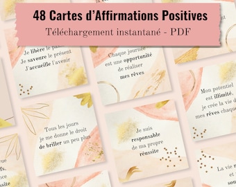 48 Cartes Affirmations Positives à imprimer, en français, Confiance en Soi Développement personnel PDF