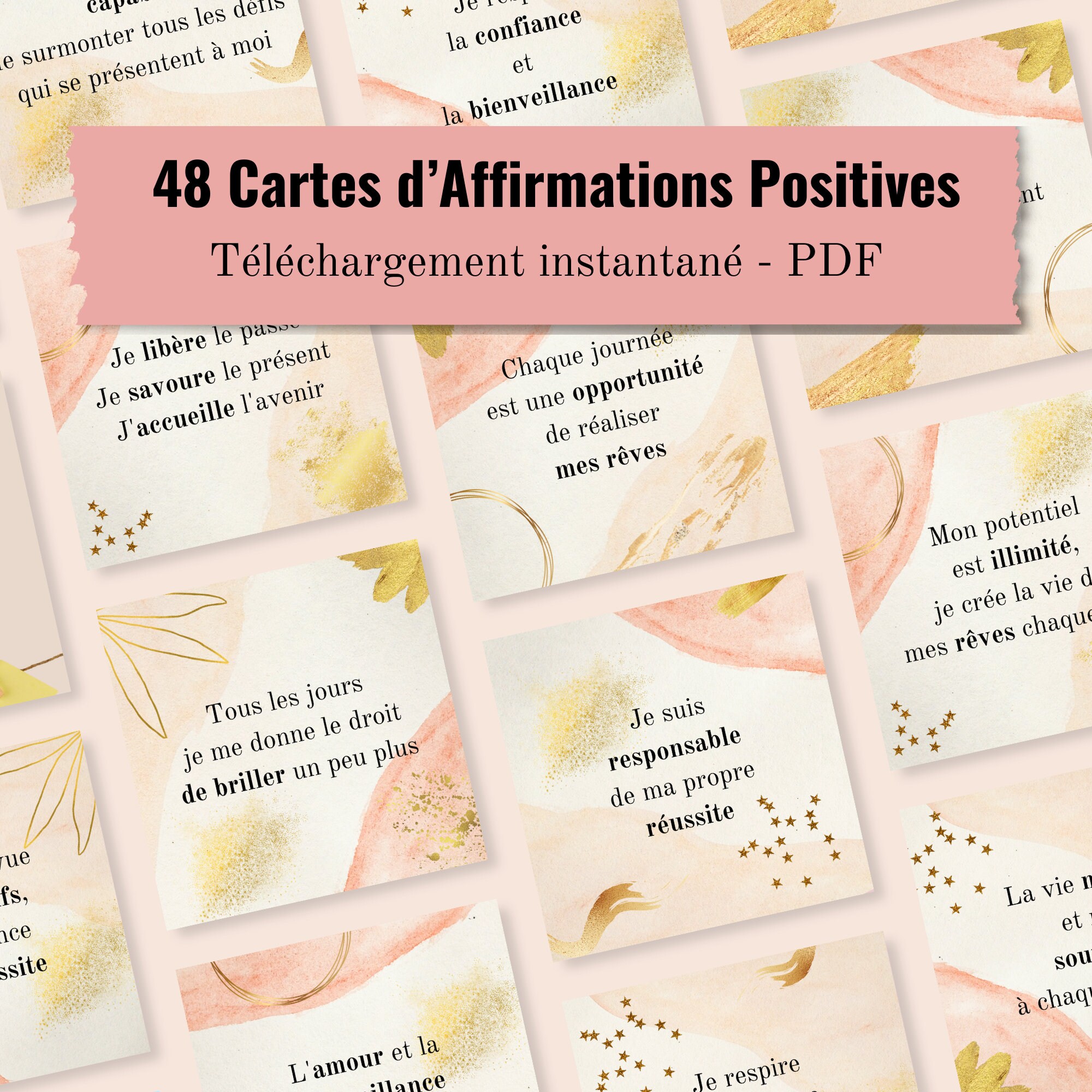Cartes D'affirmation Positives Moonmemo - 50 Cartes Motivation, Pleine Conscience, Cadeau Inspiration