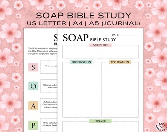 Estudo Bíblico SOAP Modelo Imprimível para Grupo de Ministério Feminino Diário de Fé Planejador Guia de Escrituras Método de Estudo Bíblico SOAP Download Digital