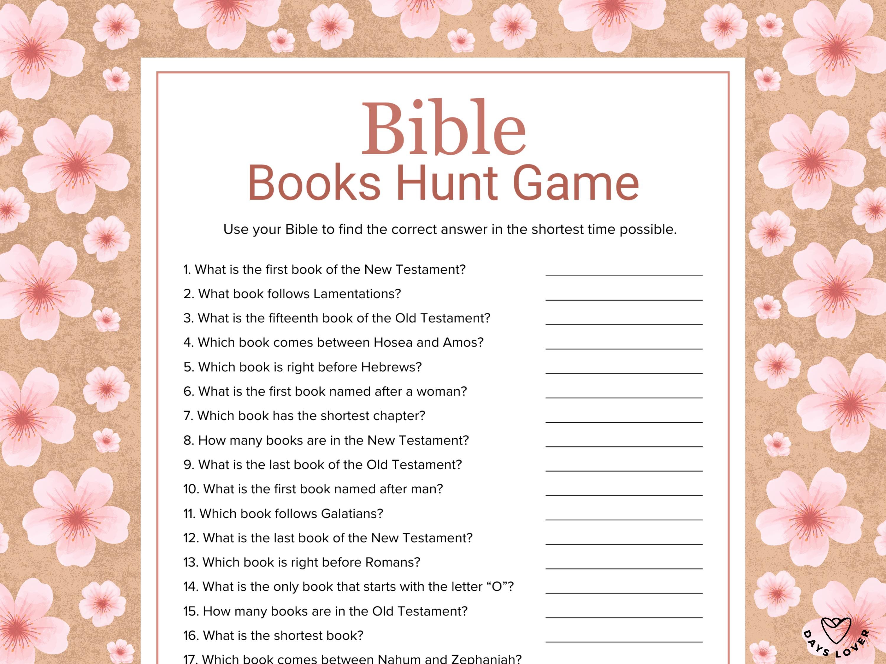 Books of the Bible Scavenger Hunt Game for Kid Church Game for Women ...