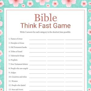 Bible Game for Women Ministry Bible Printable Youth Group Game Fun Quiz for Christian Meeting Bible Study Game for Womens Retreat Trivia
