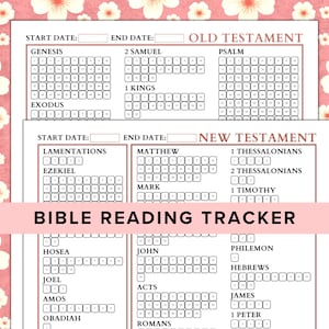 Planner di monitoraggio della lettura della Bibbia, stampabile, scaricabile, diario cristiano digitale, studio biblico quotidiano, guida alle Scritture, libri di capitoli della Bibbia