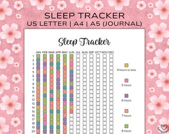 Sleep Tracker Printable Yearly Sleep Tracker Journal Planner Page Habit Tracker Sleep Hours Log Sleep Analysis Log Sleep Cycle Bed Tracker