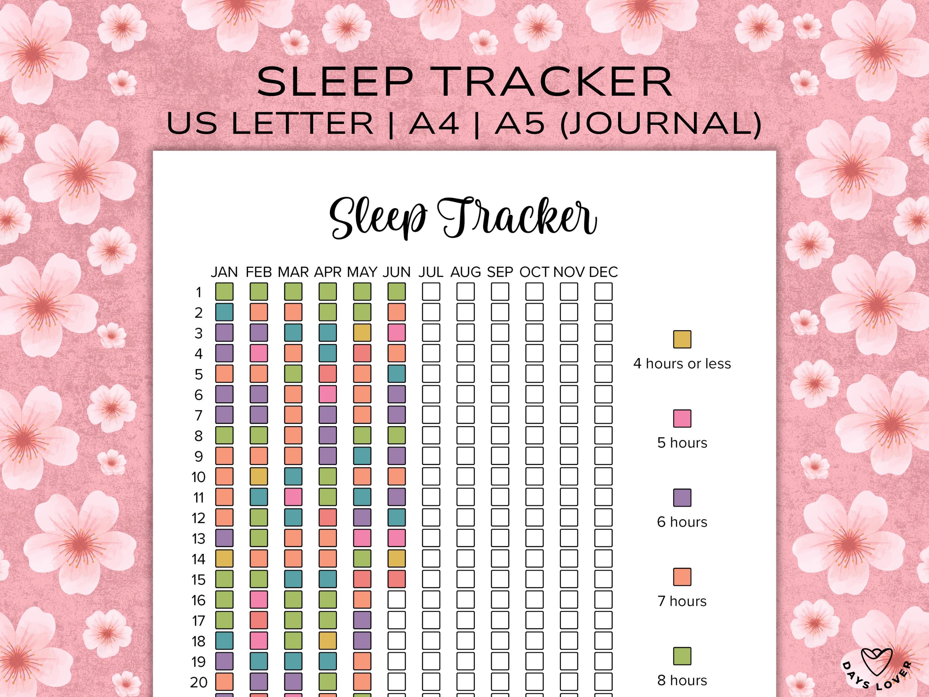 Sleep Tracker Printable Yearly Sleep Tracker Journal Planner Page Habit ...