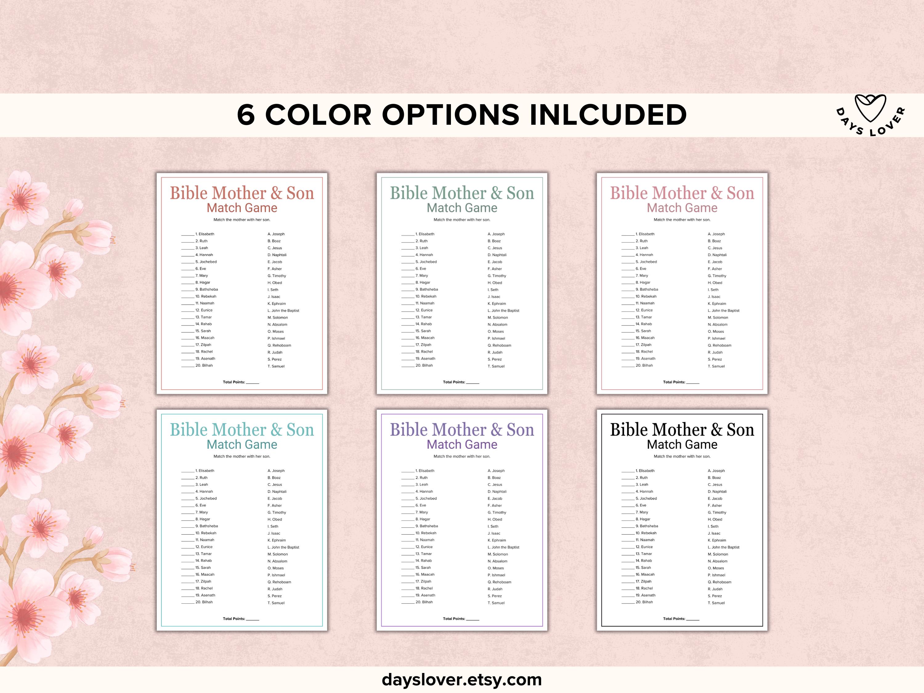 Bible Mothers Day Game Printable Women Ministry Game Mother and Son ...