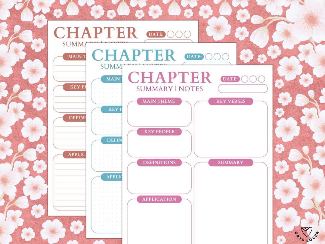 Bible Chapter Summary Template Bible Study Printable Christian Journal ...