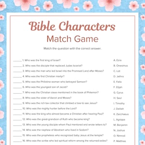 Bible Game for Women Ministry Bible Study Group Printable Challenging Quiz for Christian Meeting Digital Download Trivia Game Church Retreat