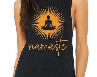 Namaste Muscle Tank, Inspirational Tank Top, Gym Tank, Cute Workout Tank, Yoga Tank Top, Meditation Tank, Pilates Tank, Spirituality Tank