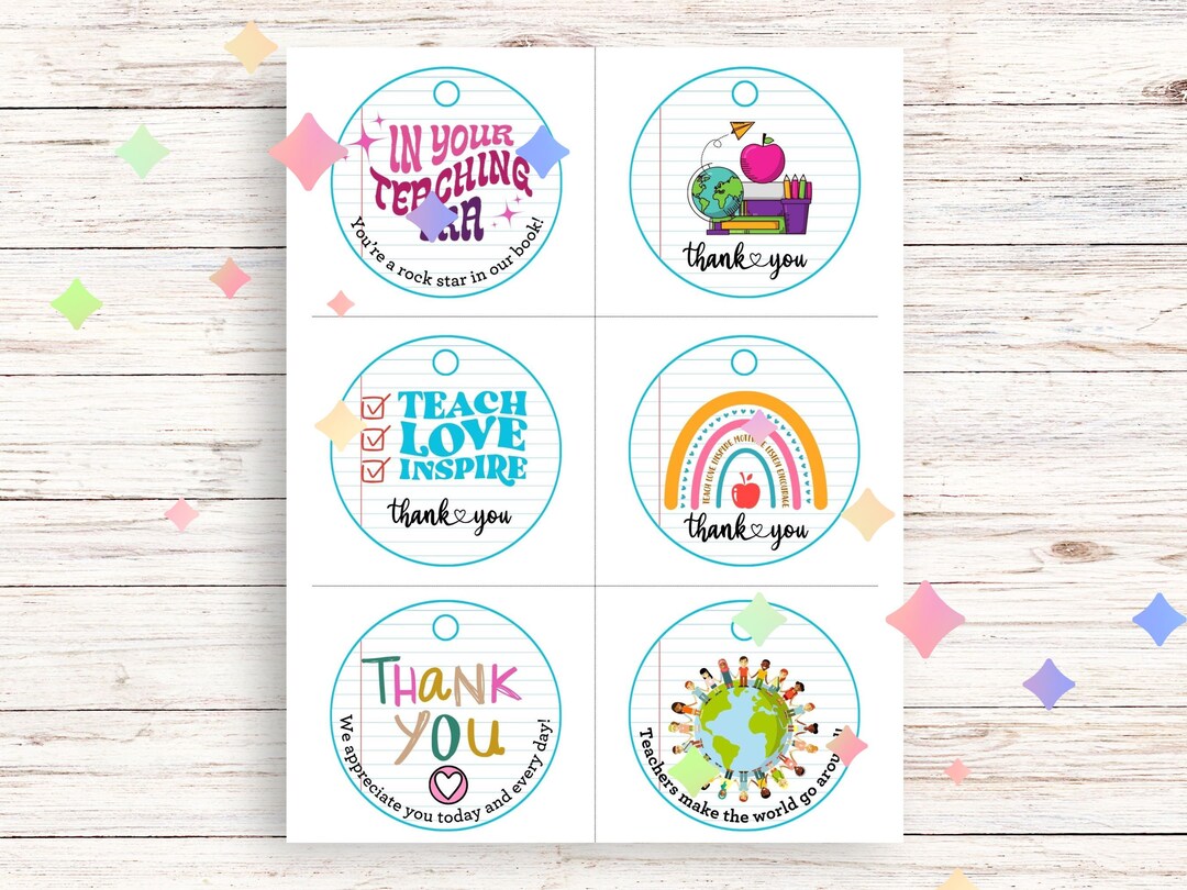 Teacher Appreciation Gift Tags - Bundle of 6 Printable Designs - Etsy
