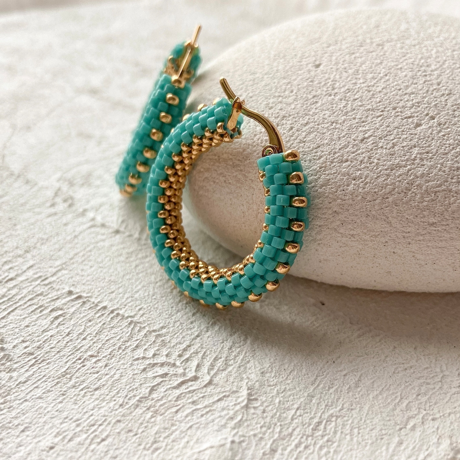 Turquoise Beaded Hoop