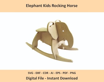 Elephant Kids Rocker – Diy Rocking Horse Plan, DXF SVG CNC Laser Cut Pattern