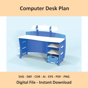 DIY Computer Desk Plan | DXF CNC Blueprint, Gaming Desk & Office Workstation Design