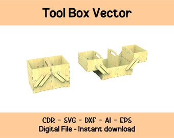 Storage box DXF - CNC vector files for construction worker tool box, handyman pattern eps, DIY project svg toolkit, fold out tool container