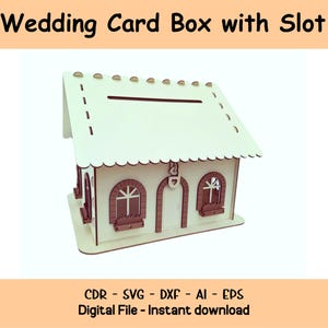 Hochzeitskartenbox & Spardose - Laser Cut CNC Modell, Sofort-Download für einzigartige Brautgeschenke, Hochzeitsdeko