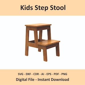 Wood Stool Template, Kids Step Stool SVG Pattern, CNC Router Cut Digital File Download