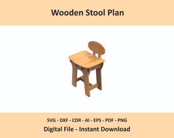 Wooden Stool Plan, Tabouret CNC File, SVG DXF Plywood Stool Template for Kids Design