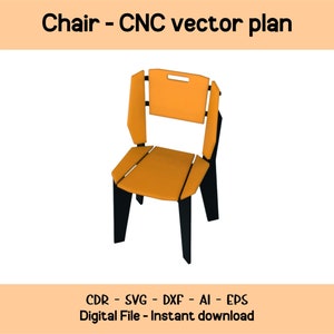 Esszimmerstuhl Plan - CNC Vektordatei, Bistro Stuhl DXF, Sperrholz Design, Moderne Büroschnittvorlage, DIY Projekt