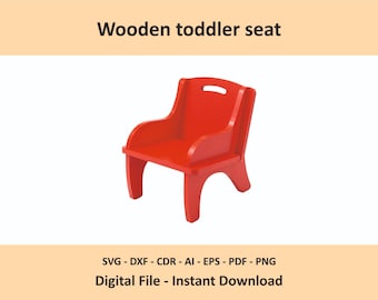 Wooden Toddler Seat Plan DXF, Flat Pack Kid Chair CNC File Cutting Montessori Template